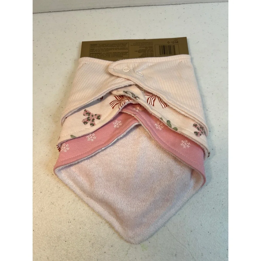 Chickpea Baby Girls 3 Pack Bandana Bibs Best Gift Ever Holiday Pink White 0-12M